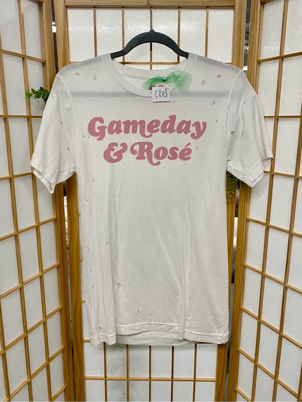 Buddy Love "Gameday & Rosé" White Tee with Pink Print